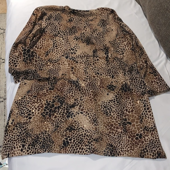 Gently Loved Animal Sparkly Print V Neck Top by Chicos - Picture 5 of 10